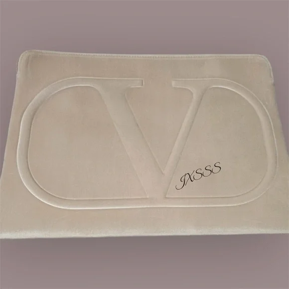 Beige-Light Pink (Velour) Valentino Beauty Large Laptop Bag-Sleeve - Picture 5 of 11